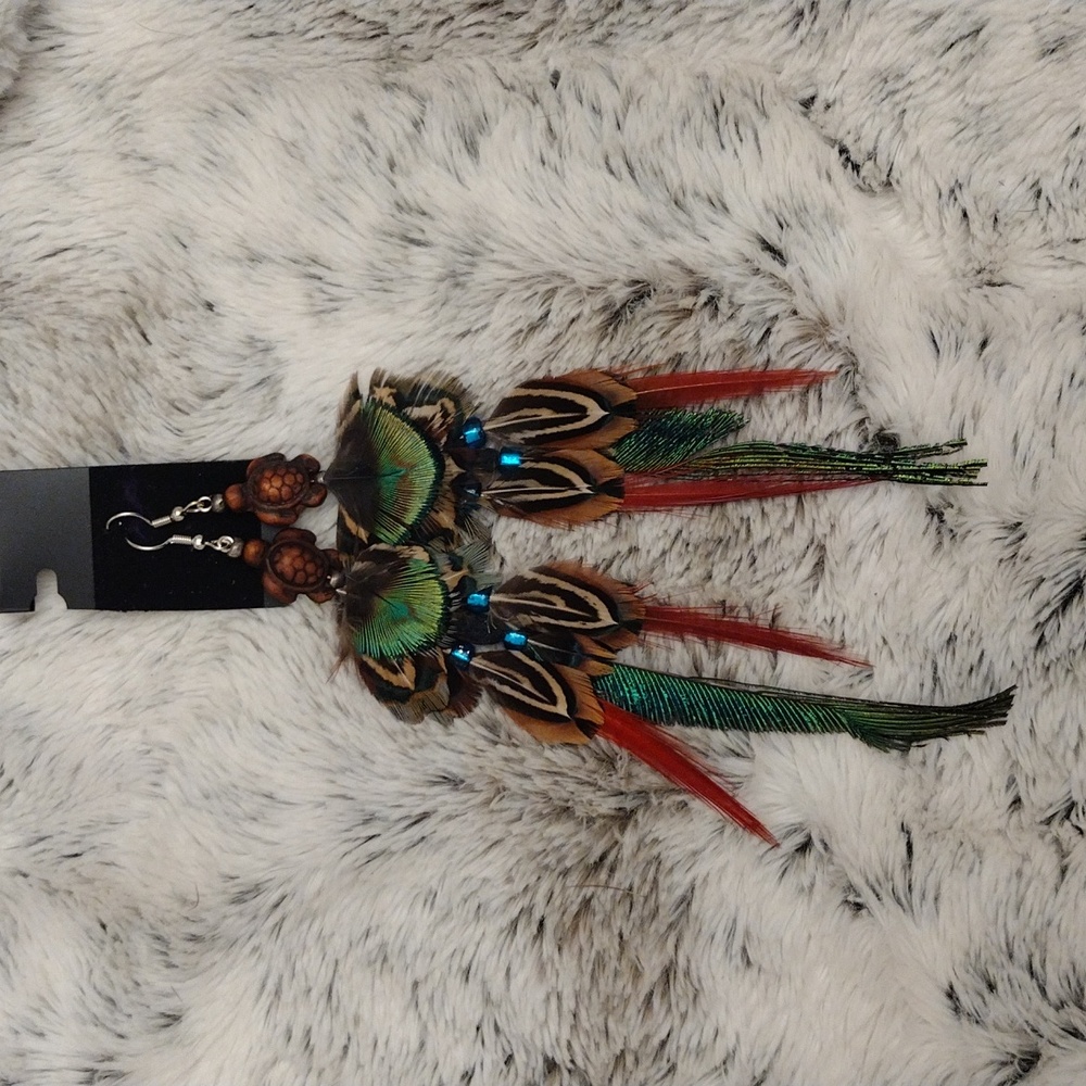 Handmade feather earrings